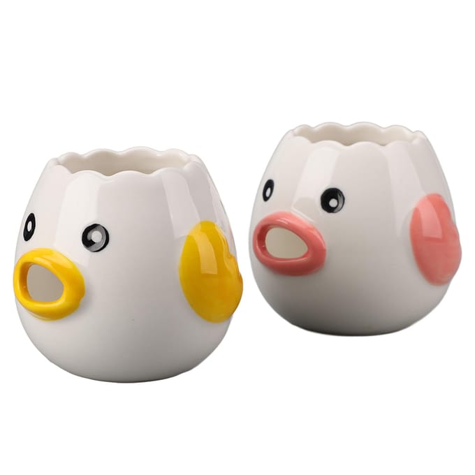 2 stuks Eierscheider Keramiek Vorm van Kip Eigeel Wit Filter Keuken Kookaccessoires Roze white
