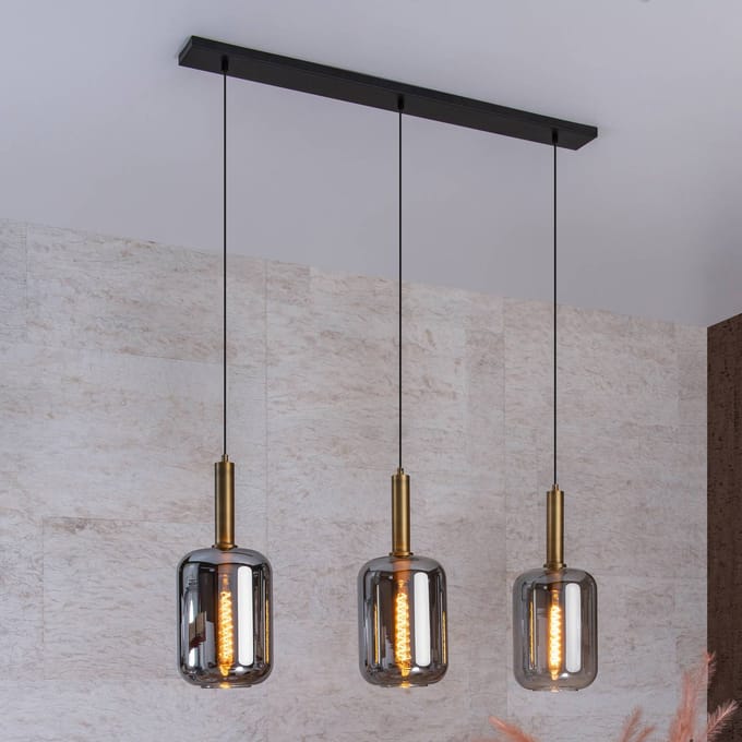 Lucide Hanglamp Joanet - Gerookt Glas - 3xe27