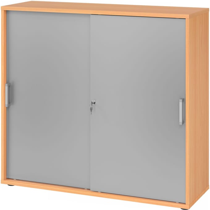 BETA 1753S | Schuifdeurkast | 3 OH - Beuken/Zilver Chrome metaal handgreep
