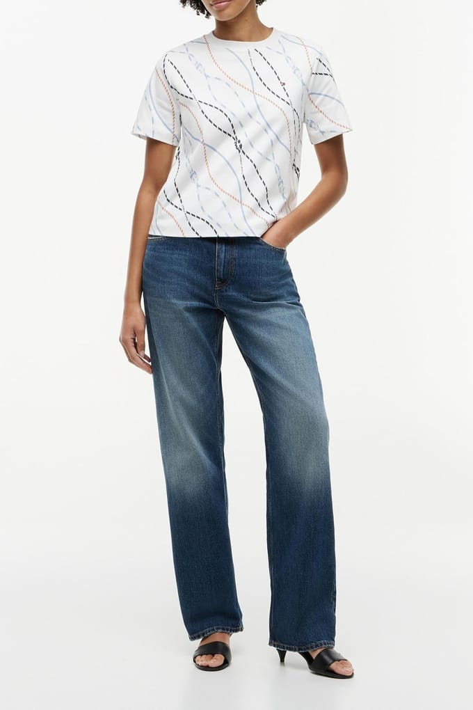 Tommy Hilfiger Interlock Boxy C-neck Multi Color Rope Größe: S | Hemden Outlet | Damen
