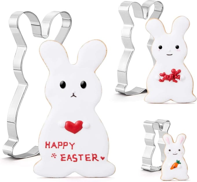 3 Pcs Biscuit Cutters Rabbits - Stainless Steel Cookie Mold - Pastry Cutter voor Pasen Thema