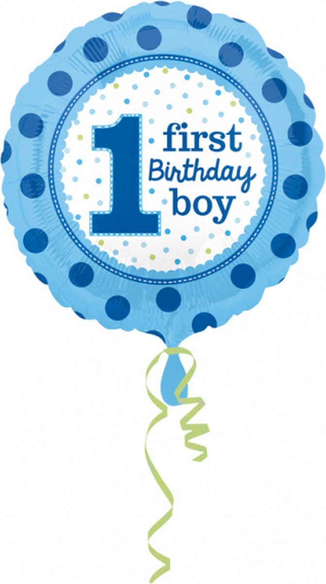 1st Birthday Jongen, FolieBallon, 43 cm