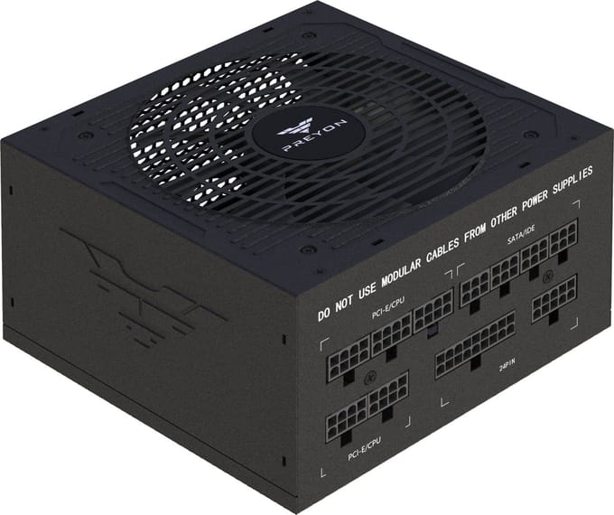 PREYON EAGLE POWER Interne Voeding - 650 Watt - 80 Plus Bronze - Volledig Modulair - ATX - Beveiligd - Zwart