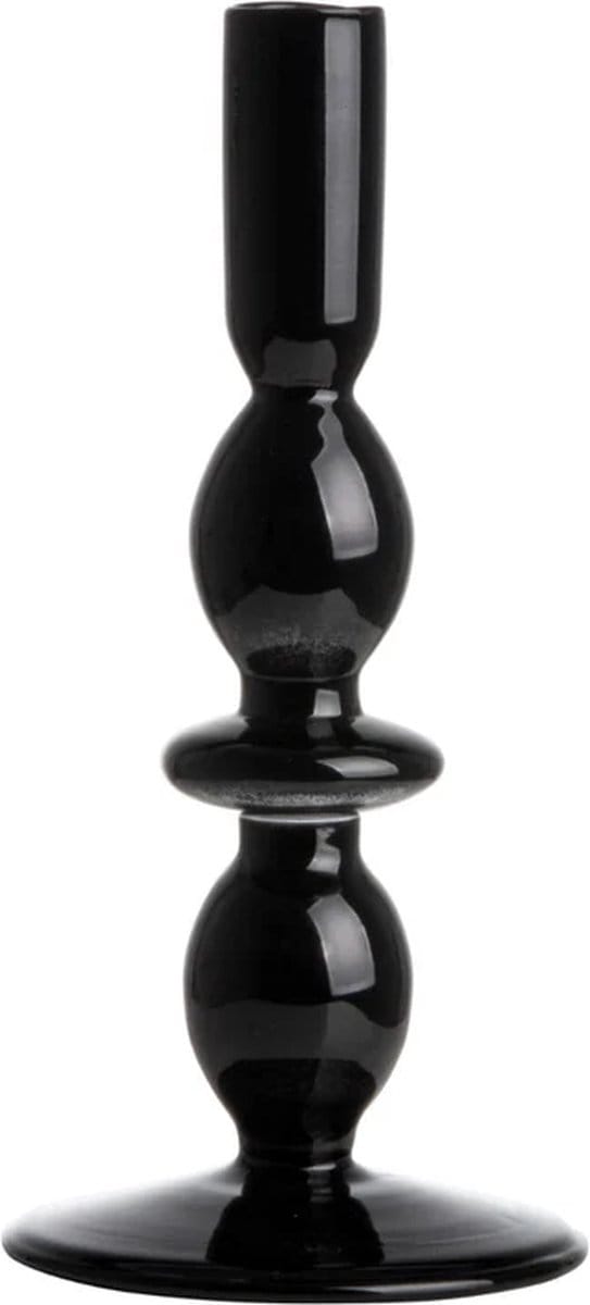 Gusta - Kandelaar - Zwart - ø9x19cm - Glas