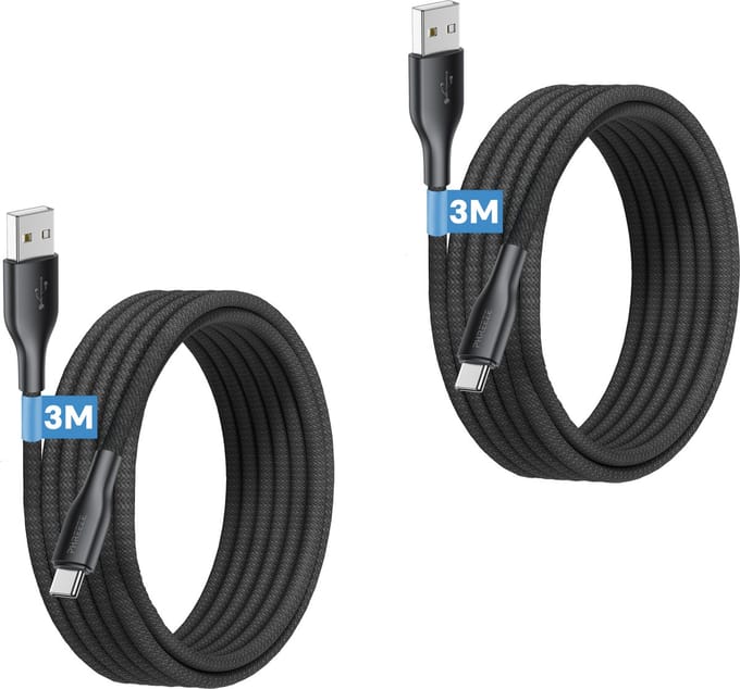 2x lange oplaadkabel usb C - 3 meter - data & opladen - Usb A naar usb C kabel - Phreeze