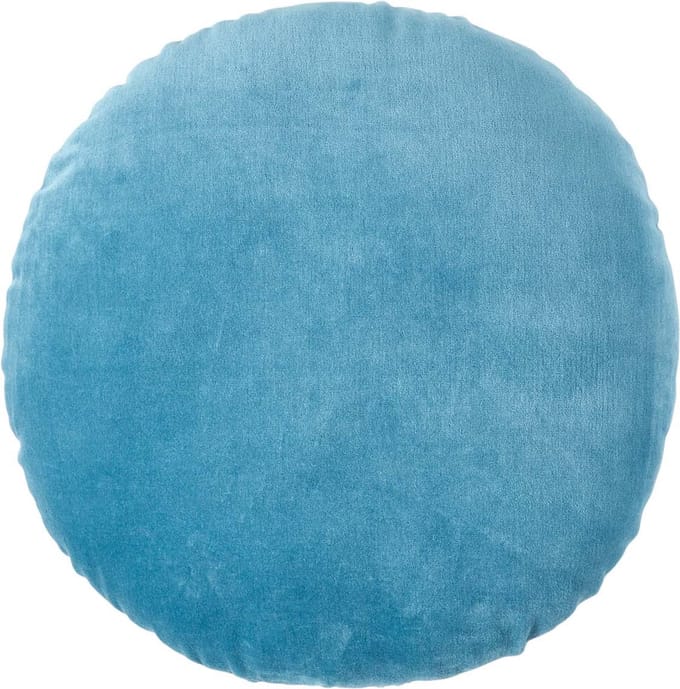 Homescapes fluwelen kussen, 40 cm rond, hemelsblauw