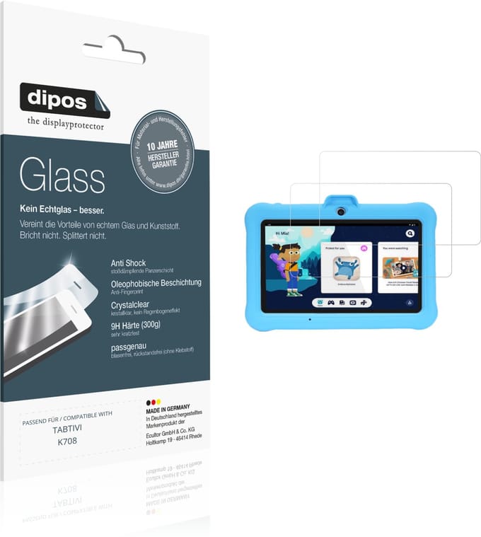 dipos – 2x Pantserfolie geschikt voor TABTIVI K708 | 9H Screenprotector