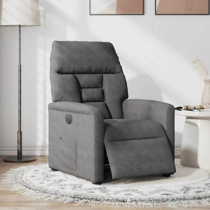vidaXL - Fauteuil - verstelbaar - elektrisch - microvezelstof - donkergrijs