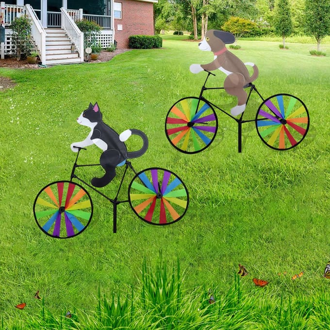 Creatieve fiets wind spinners staande paal tuin tuin decoratie