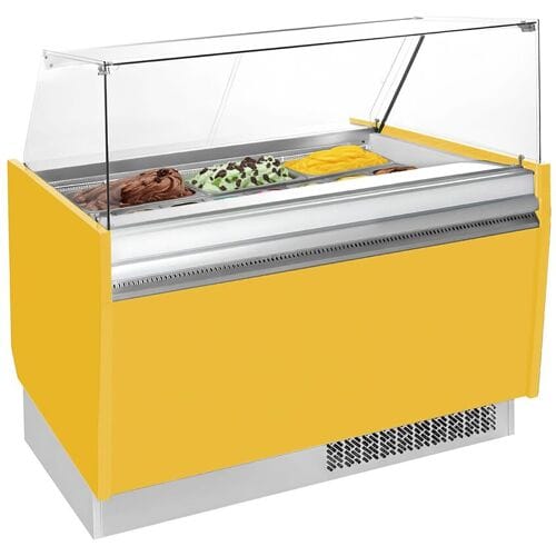 GGM Gastro Eistheke LIAM - 1310mm - Statisch - für 10+10x 5 Liter Eisbehälter - Gelb Geel