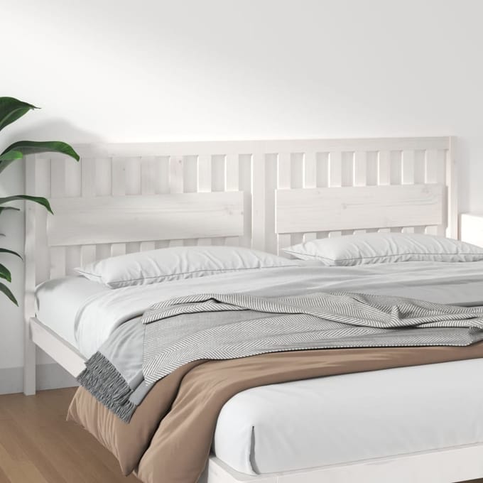 vidaXL - Hoofdbord - 205,5x4x100 - cm - massief - grenenhout - wit