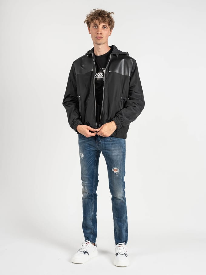 Les Hommes jas Windbreaker Mannen zwart