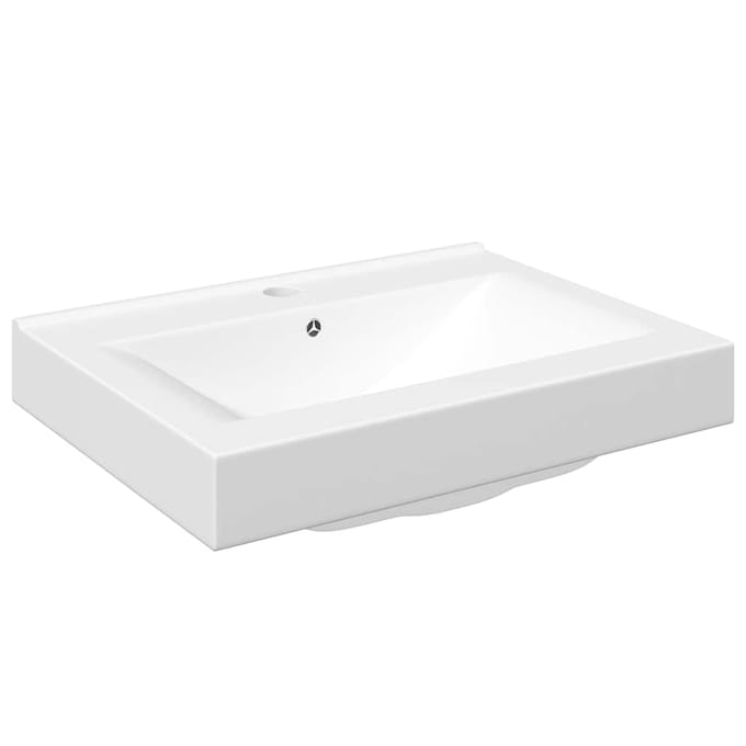 Lave-mains rectangulaire en céramique de luxe Blanc avec trou pour robinet 60 x 46 cm