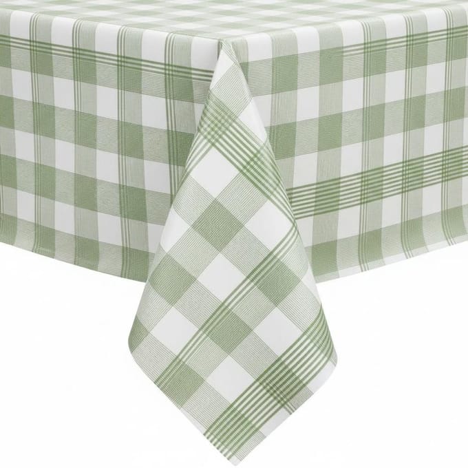Protecttable - Tafelzeil Ruit Cotton Groen 140x270cm - Tafelkleed Afwasbaar - Kunststof