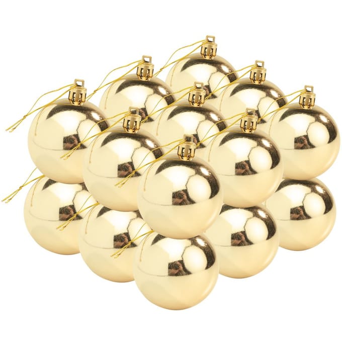 Kerstballen van kunststof, 18 stuks - Goud-Glanzend