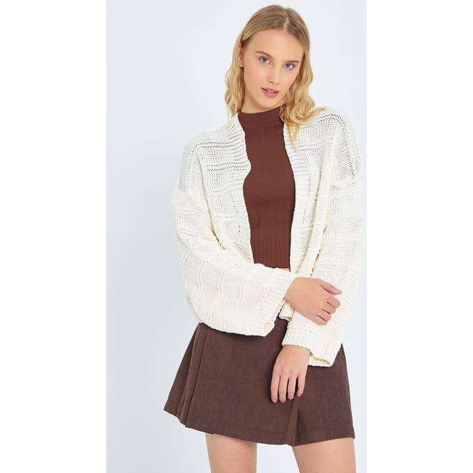 V-hals Geribbelde Brei Cardigan