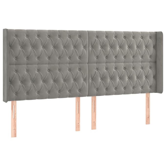 vidaXL - Hoofdbord - LED - 183x16x118/128 - cm - fluweel - lichtgrijs