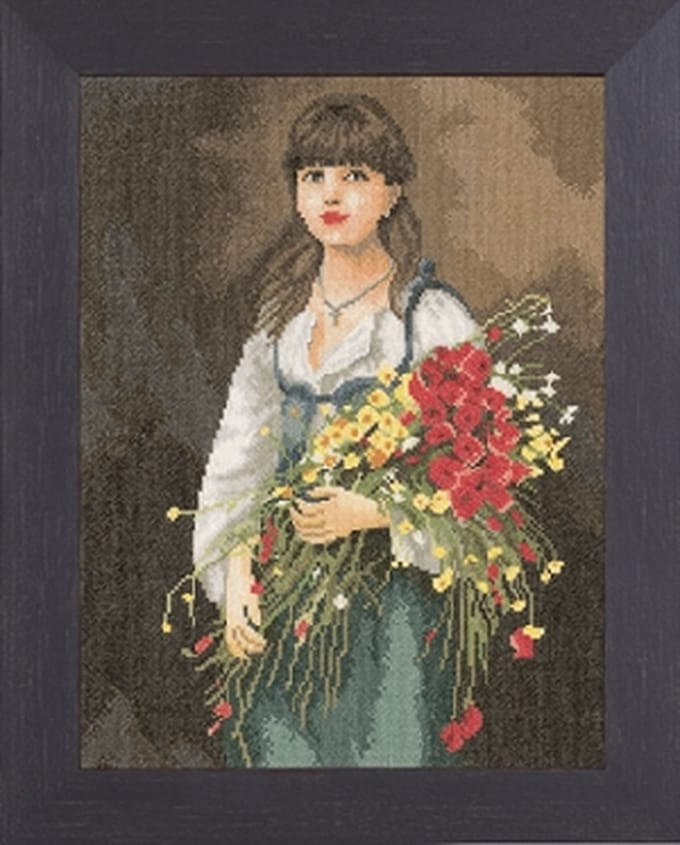 borduurpakket 38009 bloemenmeisje