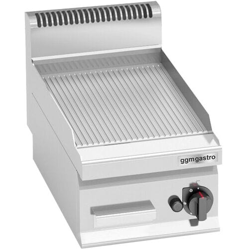 GGM Gastro Gasbakplaat - 4kW - Geribbeld - Bakoppervlak: 296x430mm zilver