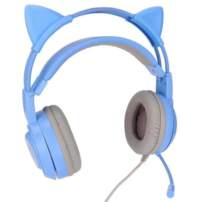 SYG25 Kattenoortjes Gaming Headset USB+3.5mm Stekker Gaming Koptelefoon Ondersteunt Volumeaanpassing Microfoon Dempen Blue