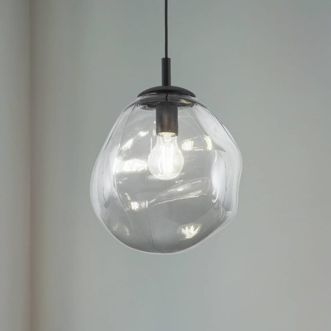 TK Lighting Sol Mini hanglamp, glas, Ø 25 cm, zwart/grafietgrijs