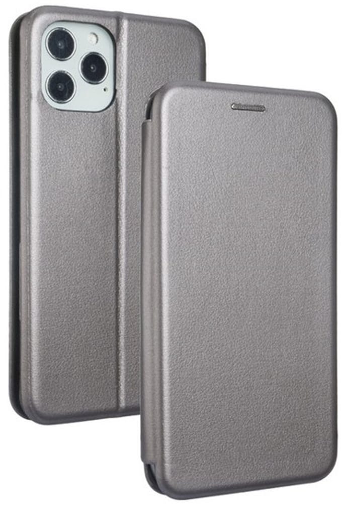 Beline - Book Magnetic Serie - iPhone 12 Hoesje - Stalen Kleur - Magnetische Sluiting