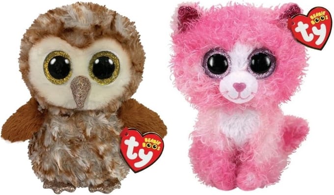 Ty - Knuffel - Beanie Boo's - Percy Owl & Reagan Cat