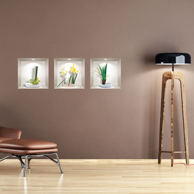 3D-effect stickers van narcissen in de lente, 40 x 120 cm
