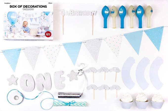 Partydeco - Decoratiebox 1th Birthday boy