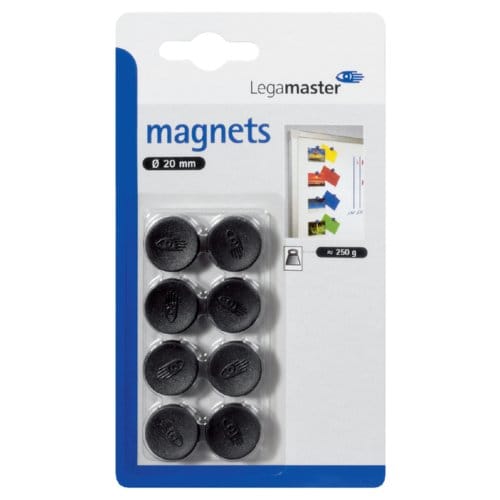 Whiteboardmagneten 20mm Lega Zwart Blister à 8 Stuks
