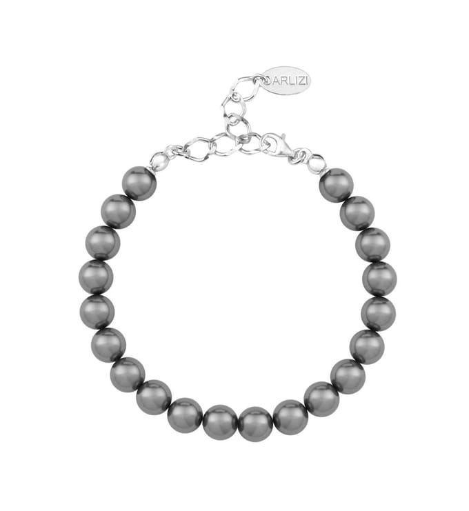 ARLIZI 1107 Parel Armband - Dames - 925 Sterling Zilver - 20 cm - 8 mm - Grijs