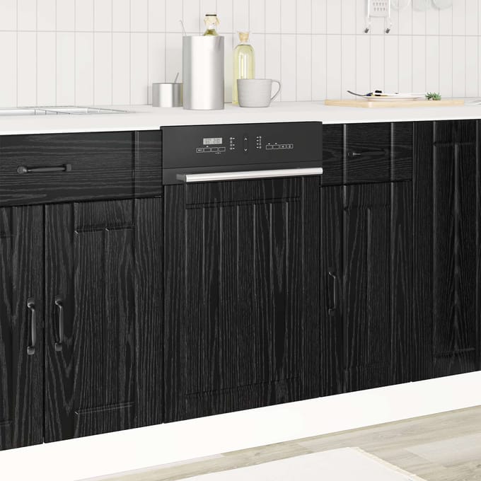 vidaXL - Vaatwaspaneel - LUCCA - Zwart - eiken - 45 - x - 1,5 - x - 67 - cm - Bewerkt - hout