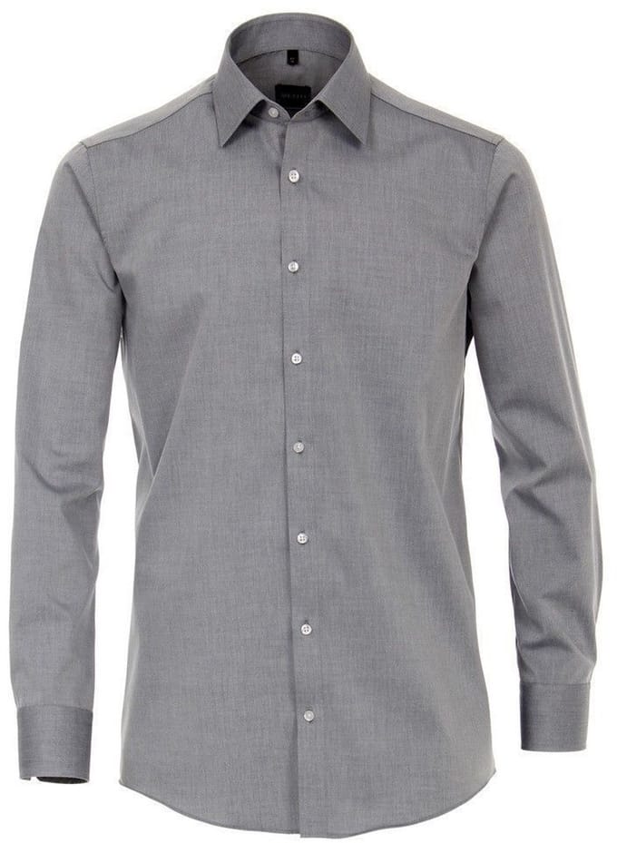 Venti - Heren Overhemd - Poplin - Strijkvrij - Regular fit - Grijs