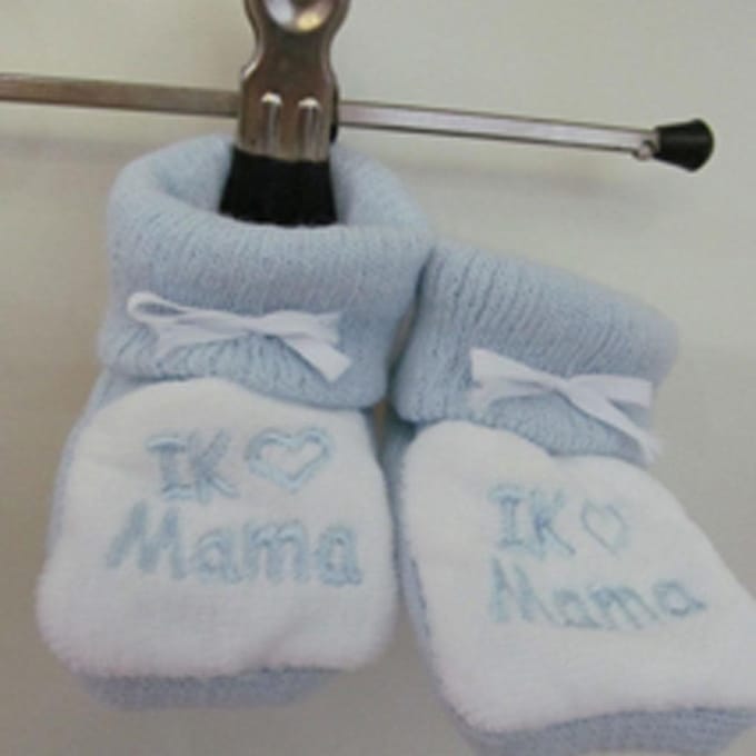 King Bear slofjes I love mama blauw met wit