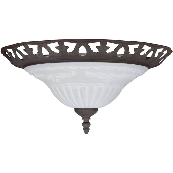 TRIO RUSTICA - Plafonniere - Roestbruin - Albast glas - Metaal - D 38cm - 2x E27 lamphouder