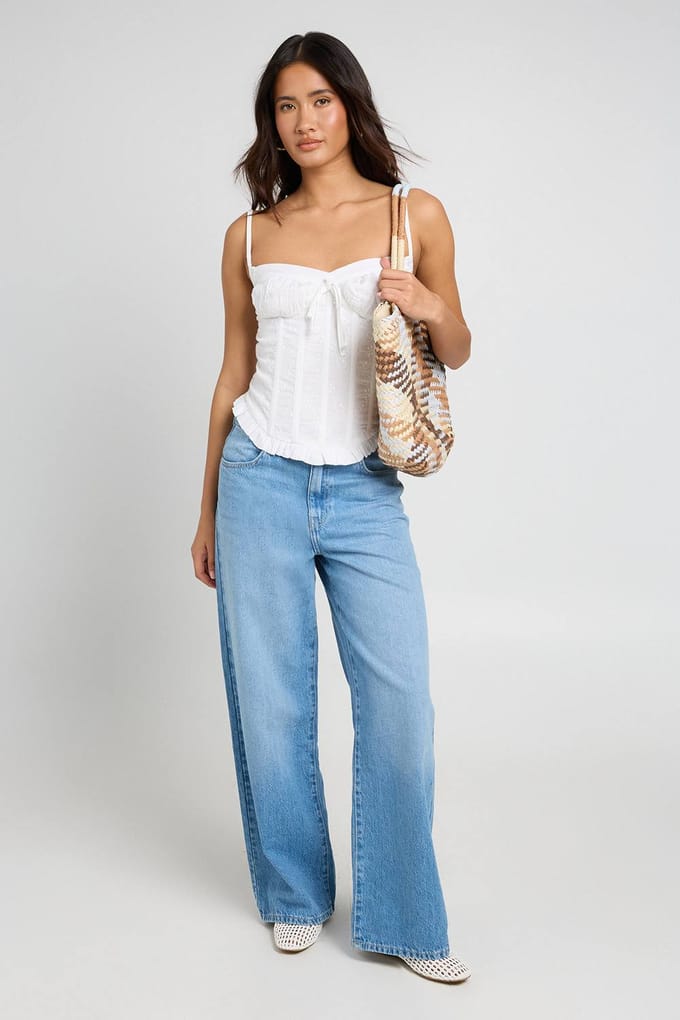 boohoo Dames Corset Met Geborduurd Bustdetail | Wit | Maat: 42