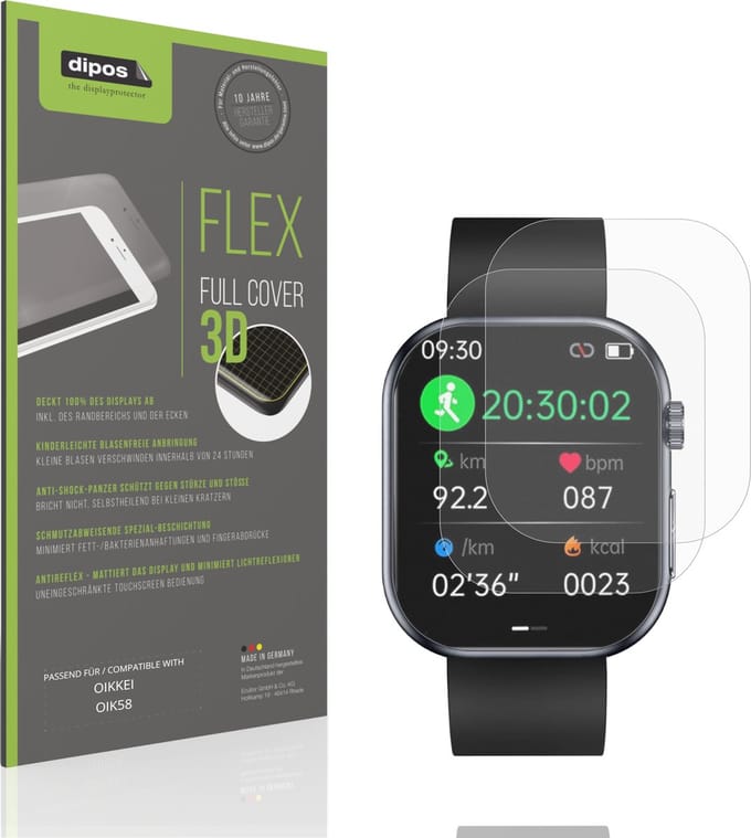 dipos FLEX – 2x Matte Screenprotector geschikt voor OIKKEI OIK58 | Volledige Schermbescherming | Case-Friendly
