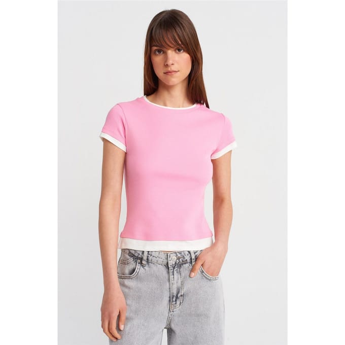 Dames Slim Fit Katoenen Crew Neck T-Shirt
