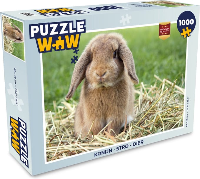 Puzzel Konijn - Stro - Dier - Legpuzzel - Puzzel 1000 stukjes volwassenen