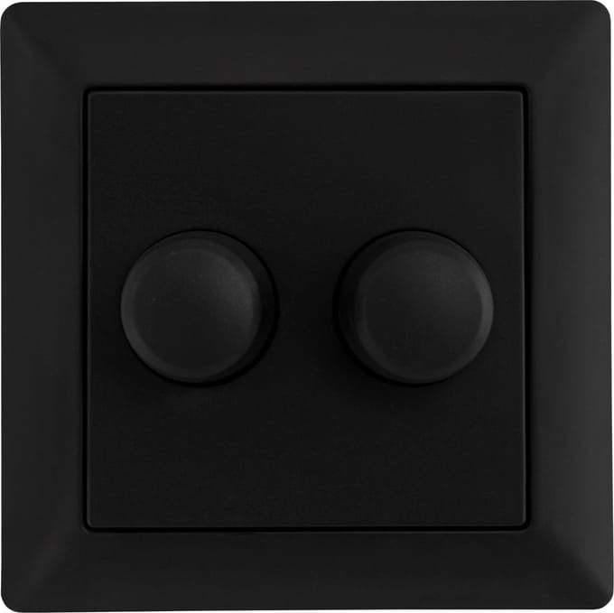 Ledvion - LED Duo Dimmer Afdekplaat Zwart - Incl.Knop