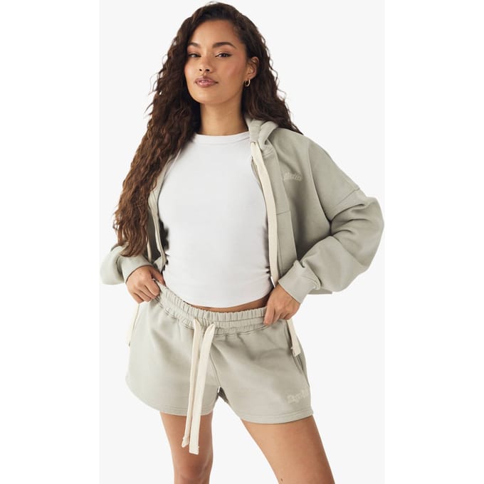 Dames Dsgn Studio Sweat Short Met Contrasterende Trekkoord | Khaki | Maat: Small