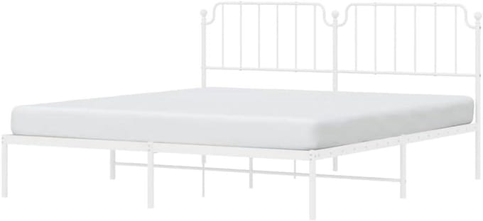 Metalen Bedframe - Ledikant Bed - Slaapkamer Inrichting - Robuuste Staalconstructie - 183 x 213 cm - Wit