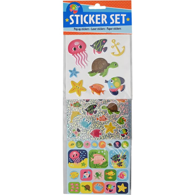 Set van 3 stickervellen - Zeedieren