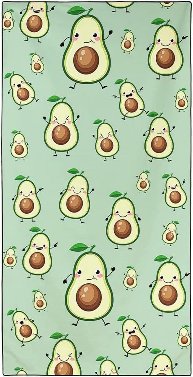 Omgoods - Sneldrogende Lichtgewicht Strandhanddoek, 90 x 180 cm met Avocado Print
