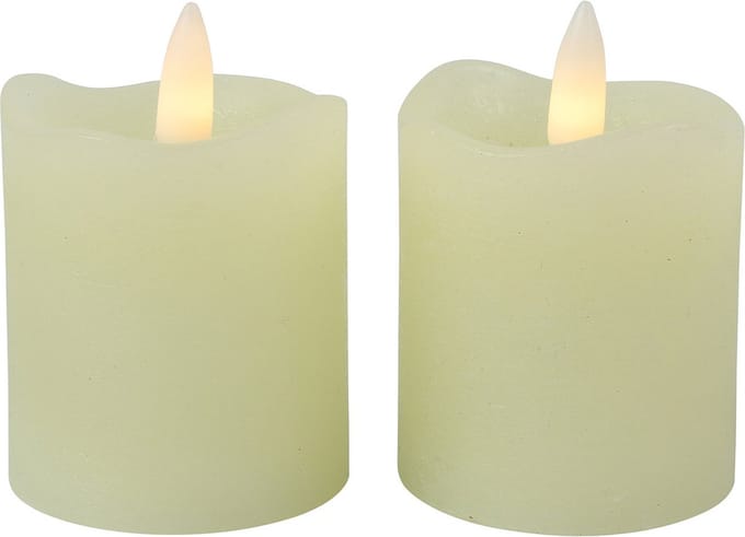 Countryfield LED kaarsen/stompkaarsen - 2x st - creme wit - D5 x H7,2 cm - timer - warm creme wit