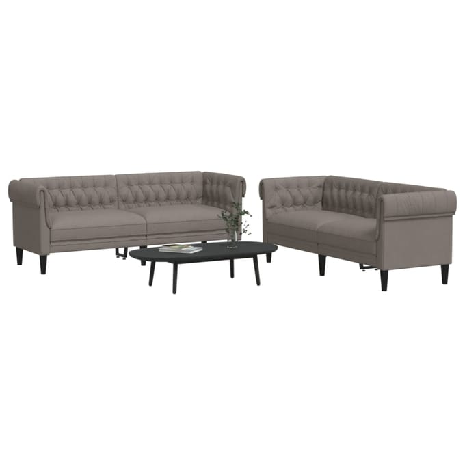 vidaXL - 2-delige - Loungeset - stof - taupe