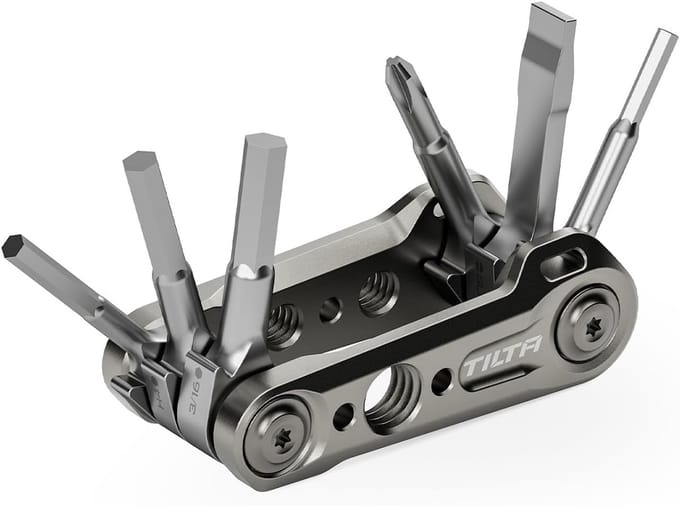 Mini Tool Kit - Opvouwbaar Gereedschap - Camera Reparatie - 6-in-1 Functies - Compact Formaat - Titanium Grijs