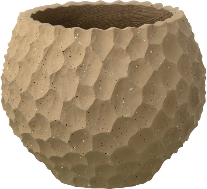 J-Line bloempot Inkepingen + Buiten zand - steen - taupe - small