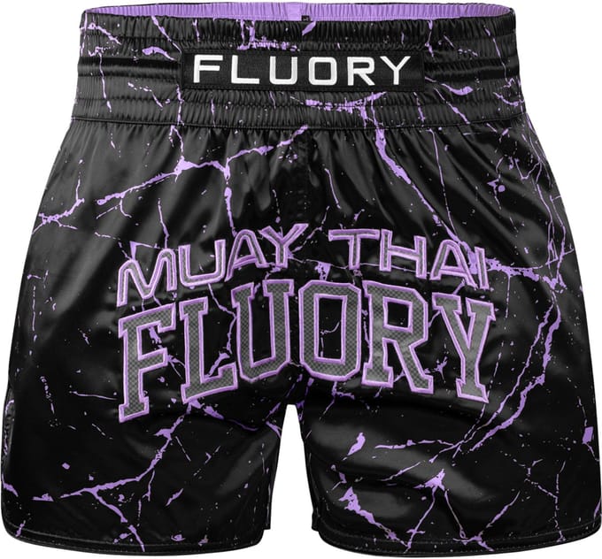 Fluory Muay Thai Kickboks Short Zwart Marmer Paars - M