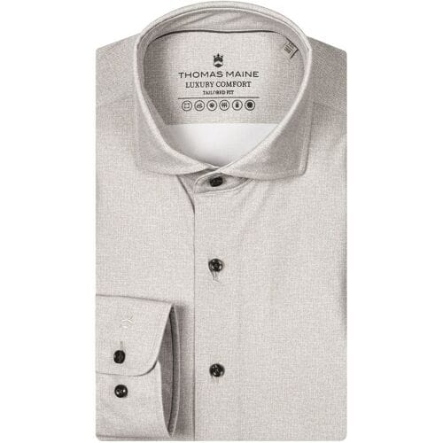 Thomas Maine Overhemd Roma Modern Kent Hyper Stretch Two-Tone Luxury Comfort Soft Grey / male